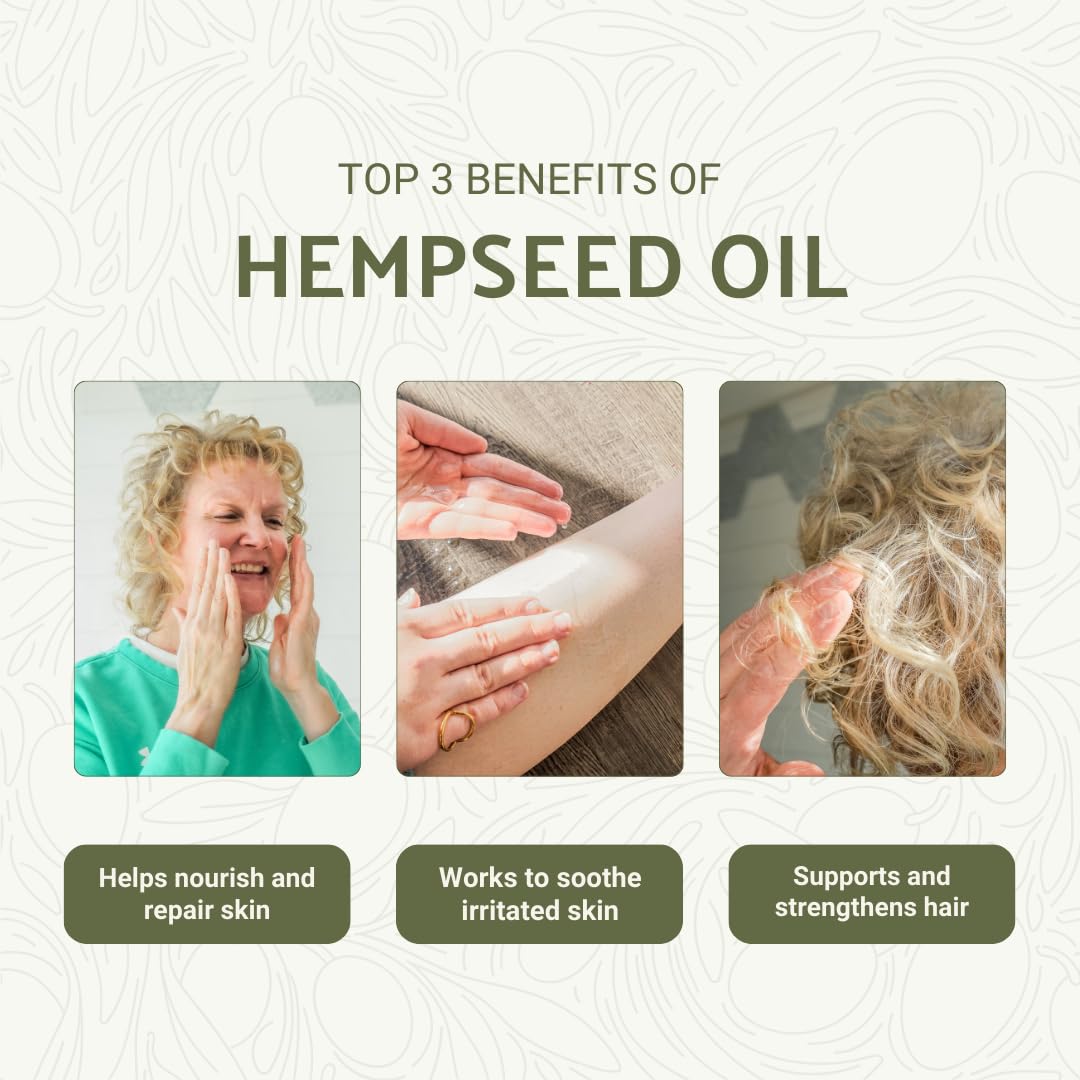 Hemp Seed Oil for Skin, Hair and Body Direct from Hemp Oil Canada - Cold Pressed Hemp Seed Oils - 16oz (Pack of 2)