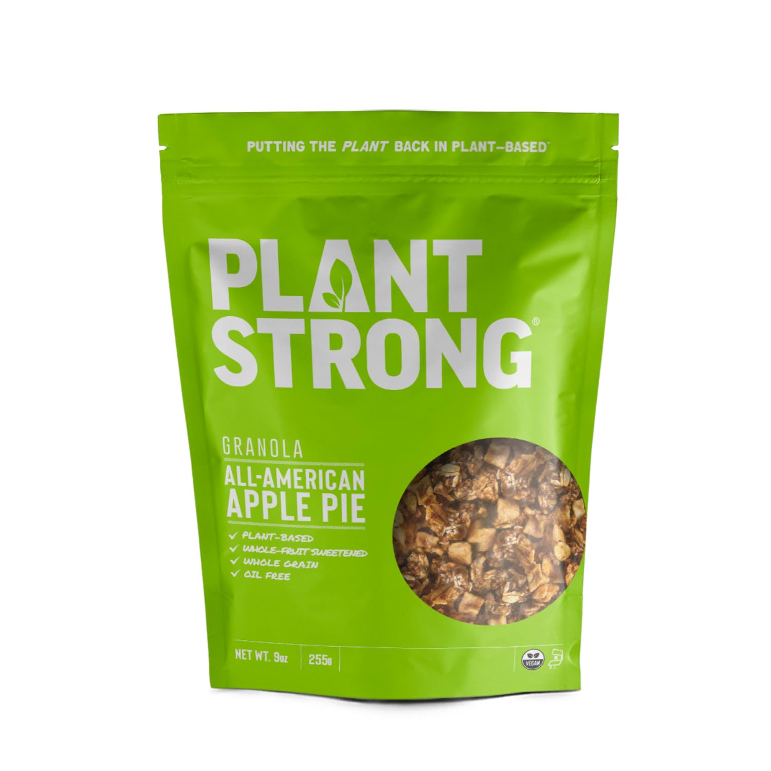 PLANTSTRONG All American Apple Pie Granola Snack Mix - Whole Grain, Naturally Sweetened With Fruit, Plant Based, Oil Free - Pack of 4 x 9oz Bags