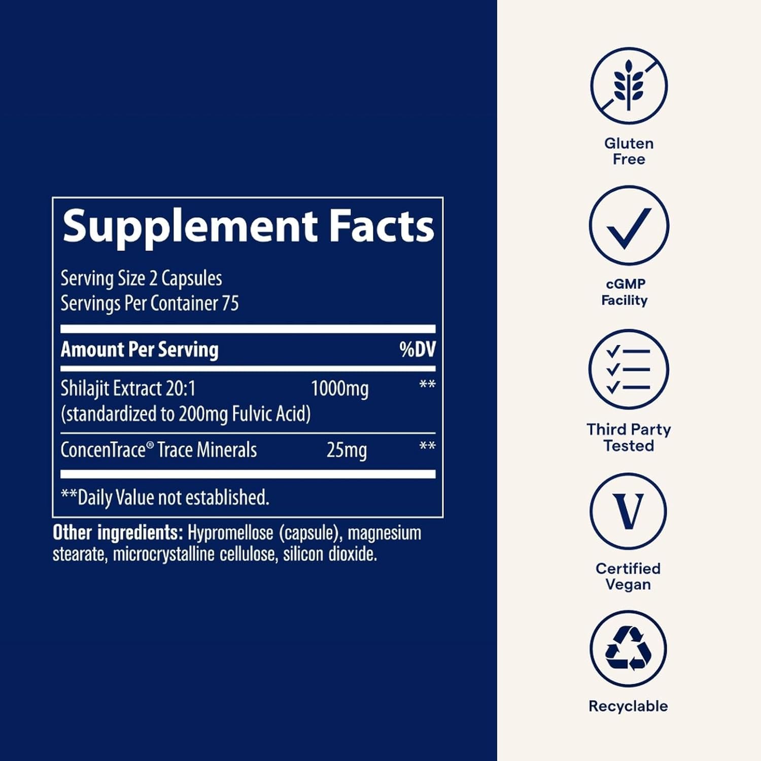 Trace Minerals Shilajit 1000mg - Mineral Supplement Support for Brain Health & Immune Function - Healthy Energy Support Formula with Shilajit Extract & Trace Minerals - 150 Capsules (75 Servings)