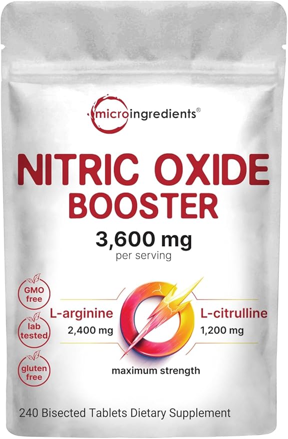 Nitric Oxide Supplements for Men & Women 3,600mg, 240 Bisected Tablets | 80 Servings | Max Strength Nitric Oxide Booster with L-Arginine & L-Citrulline | Muscle, Circulation & Heart Health Support