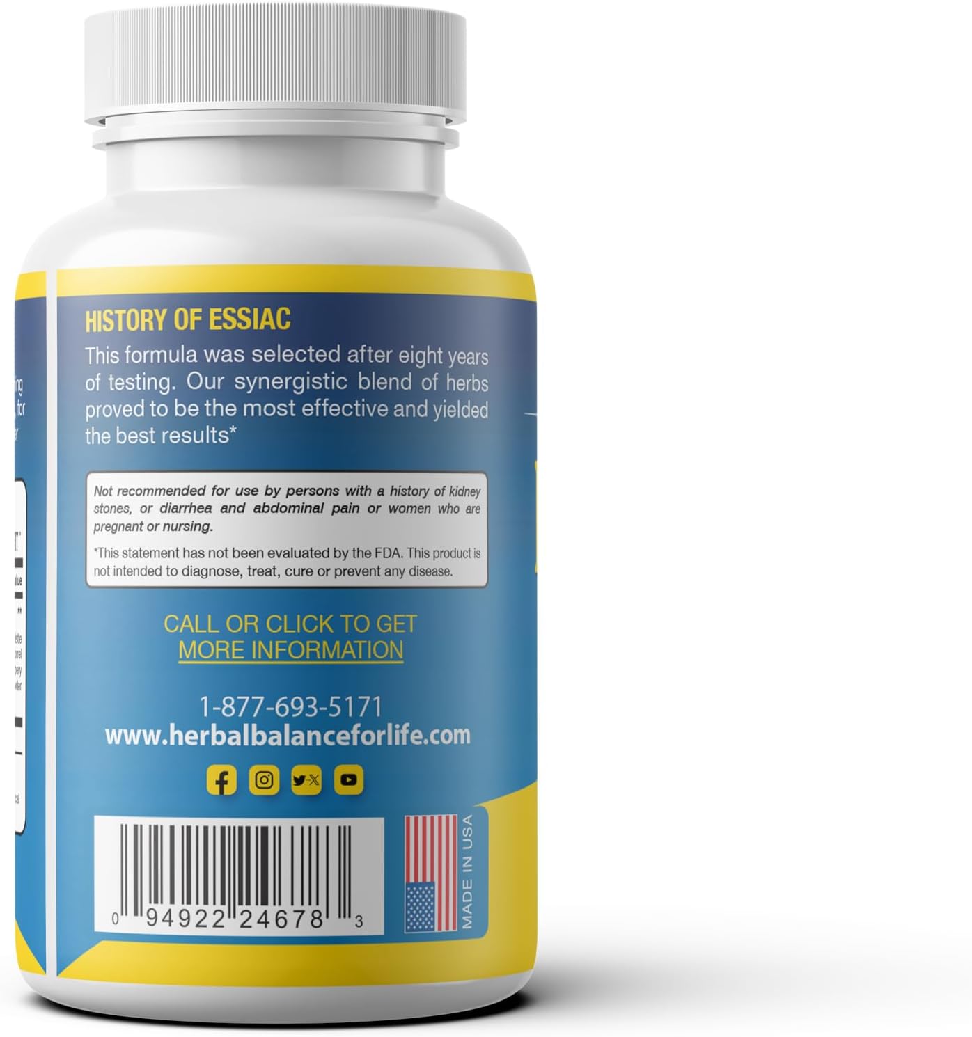 Natural Essiac Tea 8 Herb Capsules, 1066.5 mg per Serving - 120 Capsules, with Sheep Sorel Roots, More Potent 8-herb Essiac Tea Formula by Nurse Rene Caisse & Dr. Charles Brusch in The 1950s