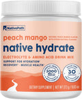 NativePath Native Hydrate, Zero Sugar, Electrolytes Powder with BCAAs, Peach Mango Hydration, Keto & Paleo Friendly, 30 Servings