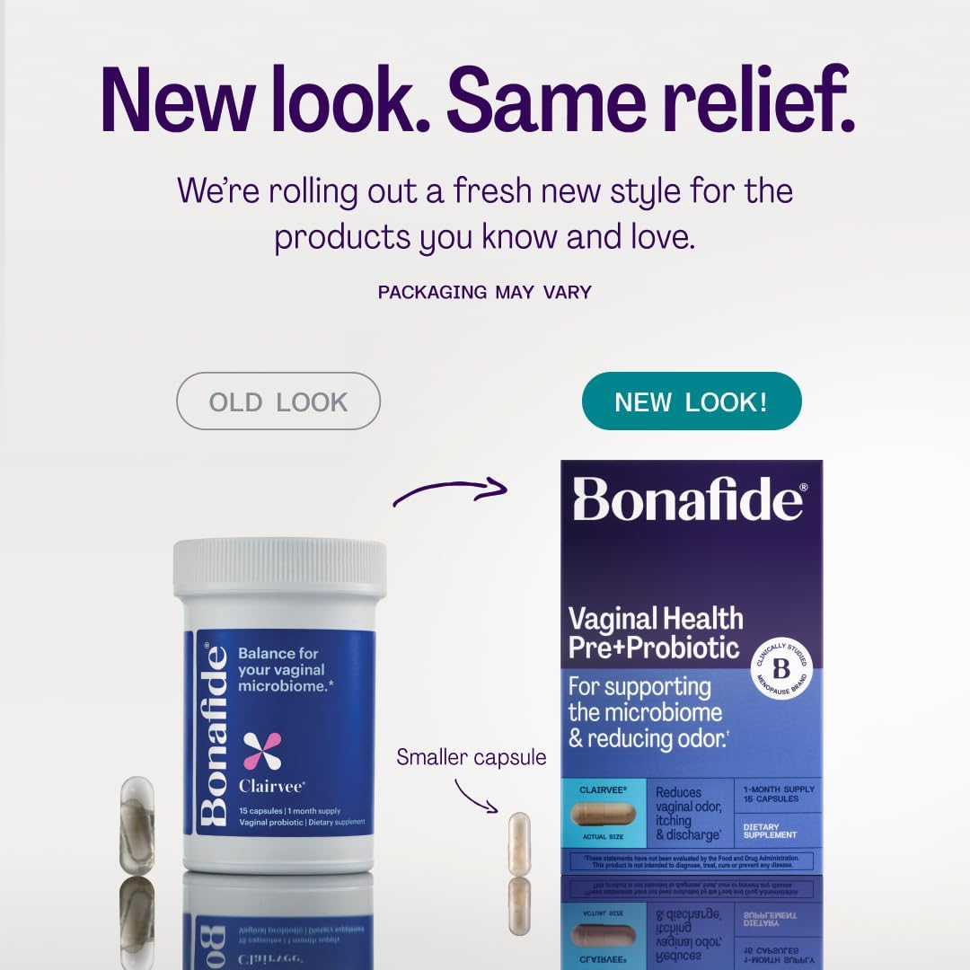 Bonafide Clairvee Vaginal Probiotic for Relief from Odor, Itching & Discharge, 1-Month Supply (15 Capsules)