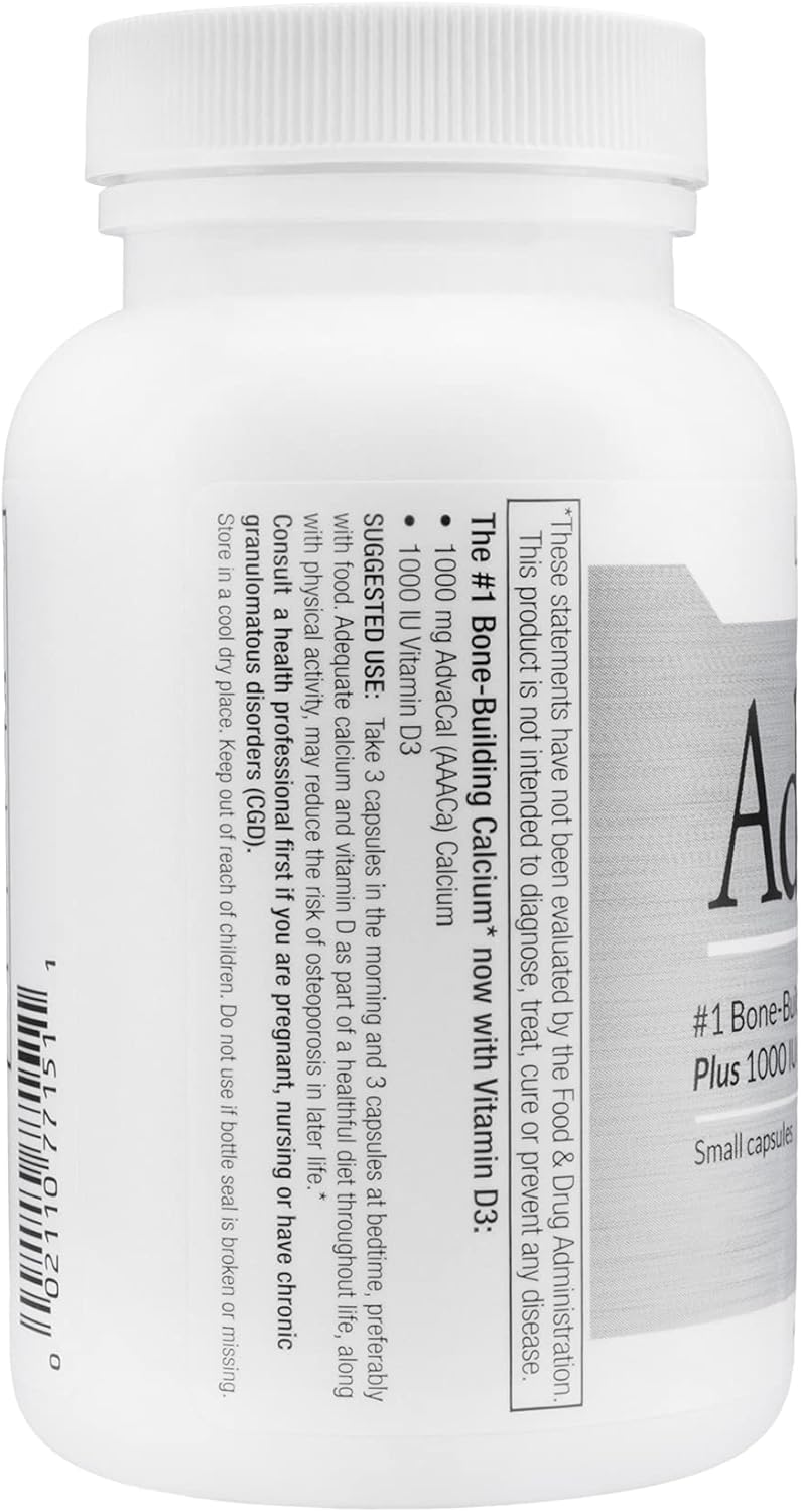Lane Innovative - AdvaCAL 1000, Advanced Calcium Supplement, Easy to Swallow Extra Small Capsule, Supports Increased Bone Density (50 Servings)