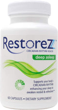 RestoreZ Deep Asleep (60 Capsules) Natural Sleep Supplement - Combat Nighttime Disruptions and Restore Your Sleep - Non-Habit Forming Sleep Aid