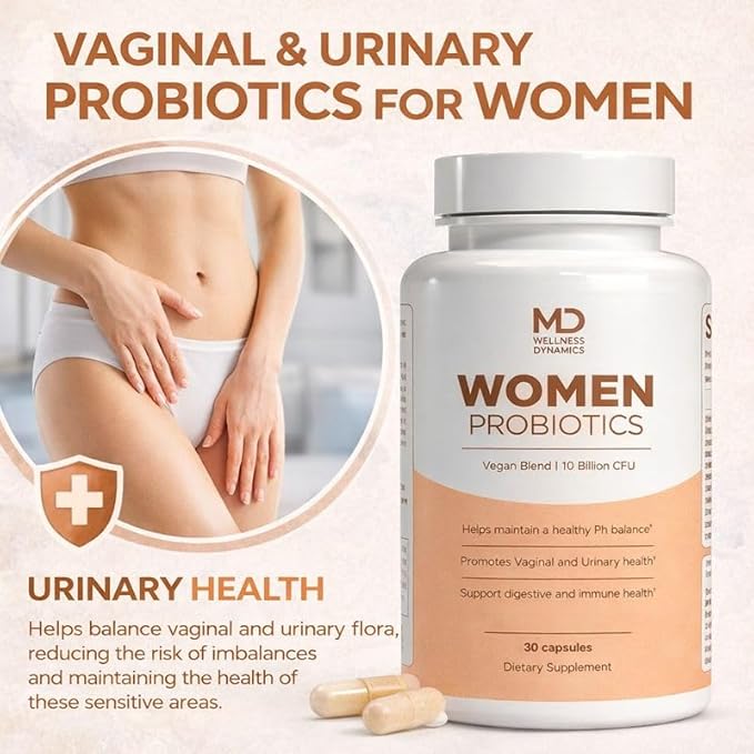 – Women’s Probiotics – Vaginal Urinary Digestive Gut Balance Skin Support Daily Probiotic Supplement Vegan Capsules – 30 Count