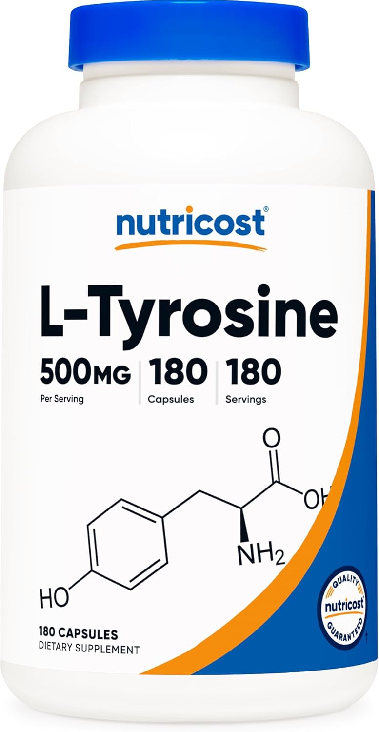 Nutricost L-Tyrosine 500mg, 180 Capsules (3 Bottles)