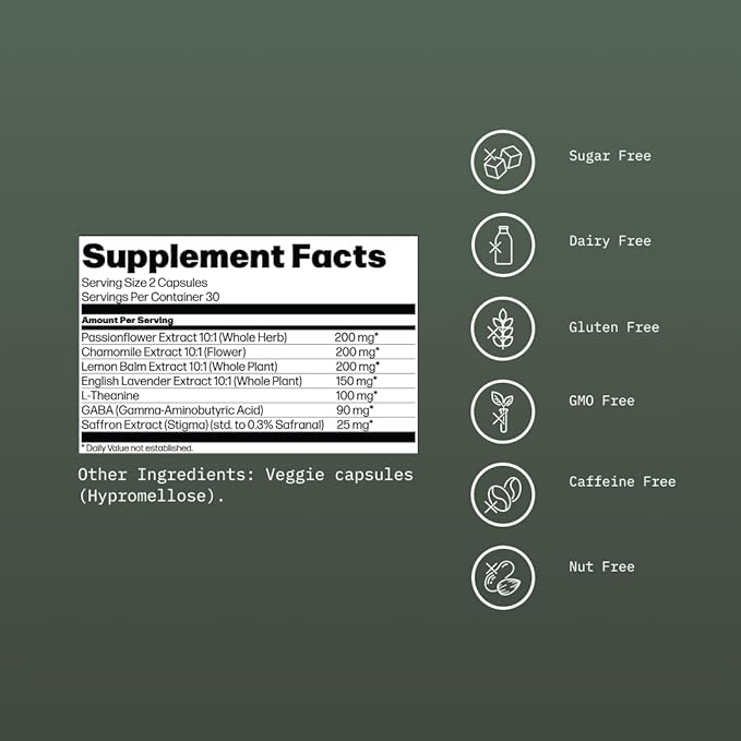 Mikra Calm and Relaxation Support Capsules - Vegan, Allergen-Free, Sugar Free Supplement with GABA, Saffron & Herbal Extract Blend for Daily Balance & Calm - Calming Gifts for Women & Men- 60 Capsules