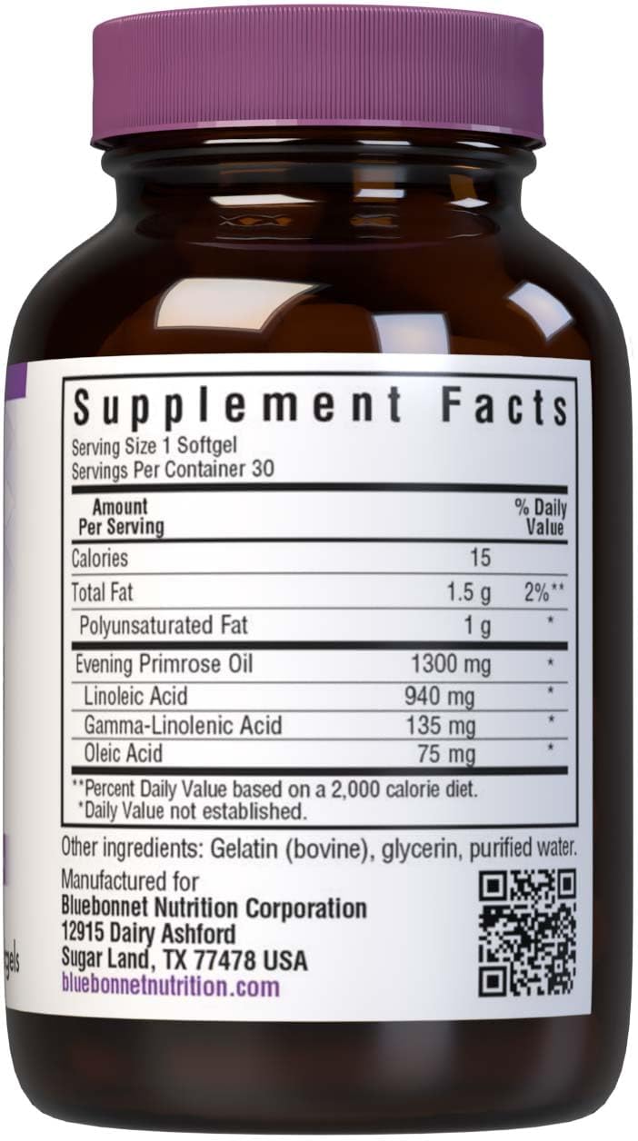 BlueBonnet Evening Primrose Oil for Women 1300mg Softgels - Cold Pressed - Women's Health Supplement - Gamma-Linolenic Acid (GLA) - Non-GMO, Gluten-Free, Soy-Free, Dairy-Free - 90 Softgels