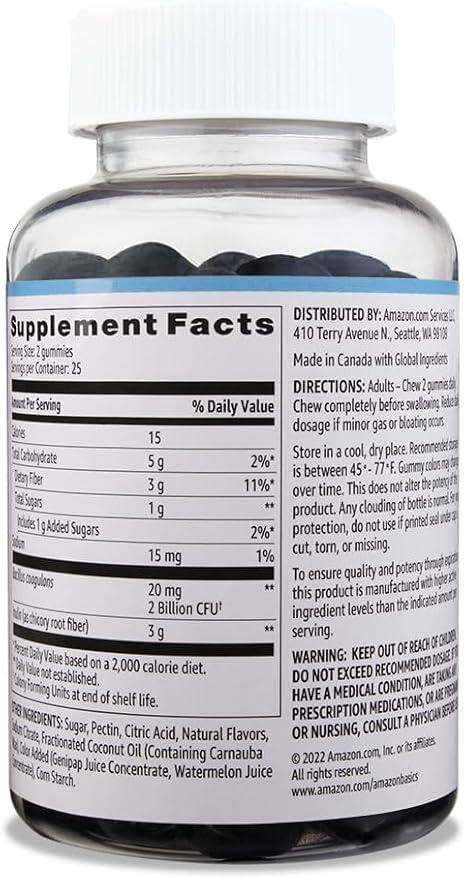 Amazon Basics Prebiotic & Probiotic Gummies, 2 Billion CFU, Blue Raspberry, 50 Count (2 per Serving) (Previously Solimo) (Pack of 2)