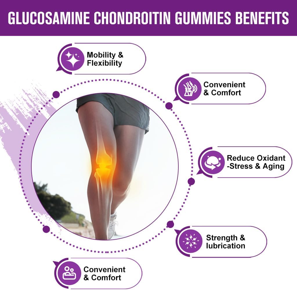 Glucosamine Chondroitin Gummies with MSM & Elderberry – Extra Strength Mobility & Flexibility Support, Antioxidant Immune Supplement for Adults, Men & Women - 60 Chondroitin Gummies (3 Pack)