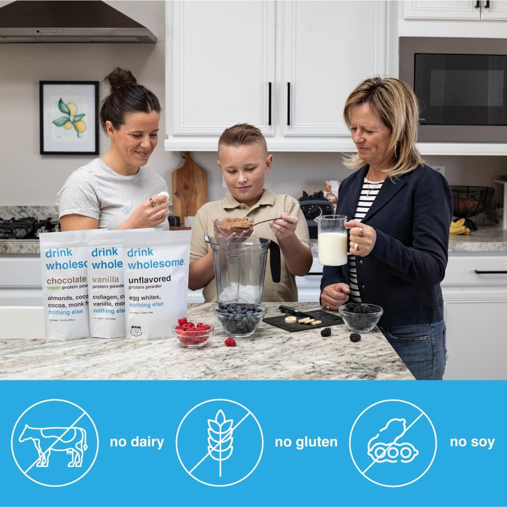 drink wholesome Unflavored Egg White Protein Powder | for Sensitive Stomachs | Gut Friendly | Dairy Free | Low FODMAP | No Artificial Sweeteners | No Bloating or Gas | No Constipation or Diarrhea