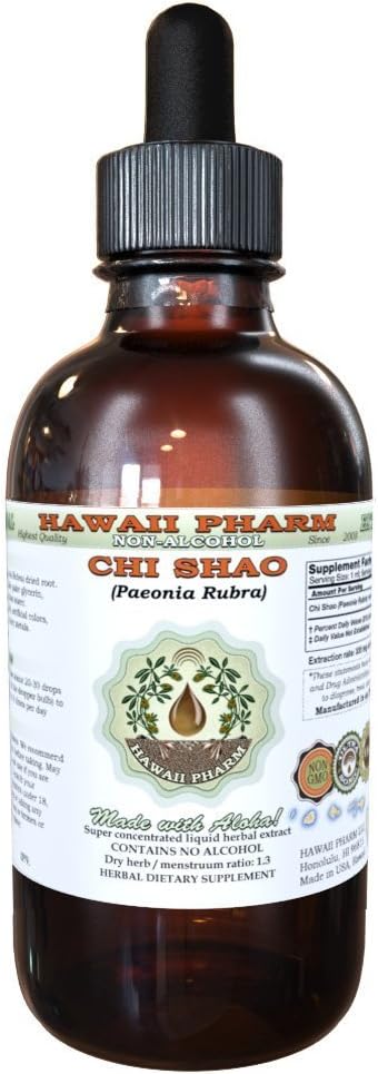 Chi Shao Alcohol-Free Liquid Extract, Chi Shao, Red Peony (Paeonia Rubra) Root Glycerite Hawaii Pharm Natural Herbal Supplement 2 oz