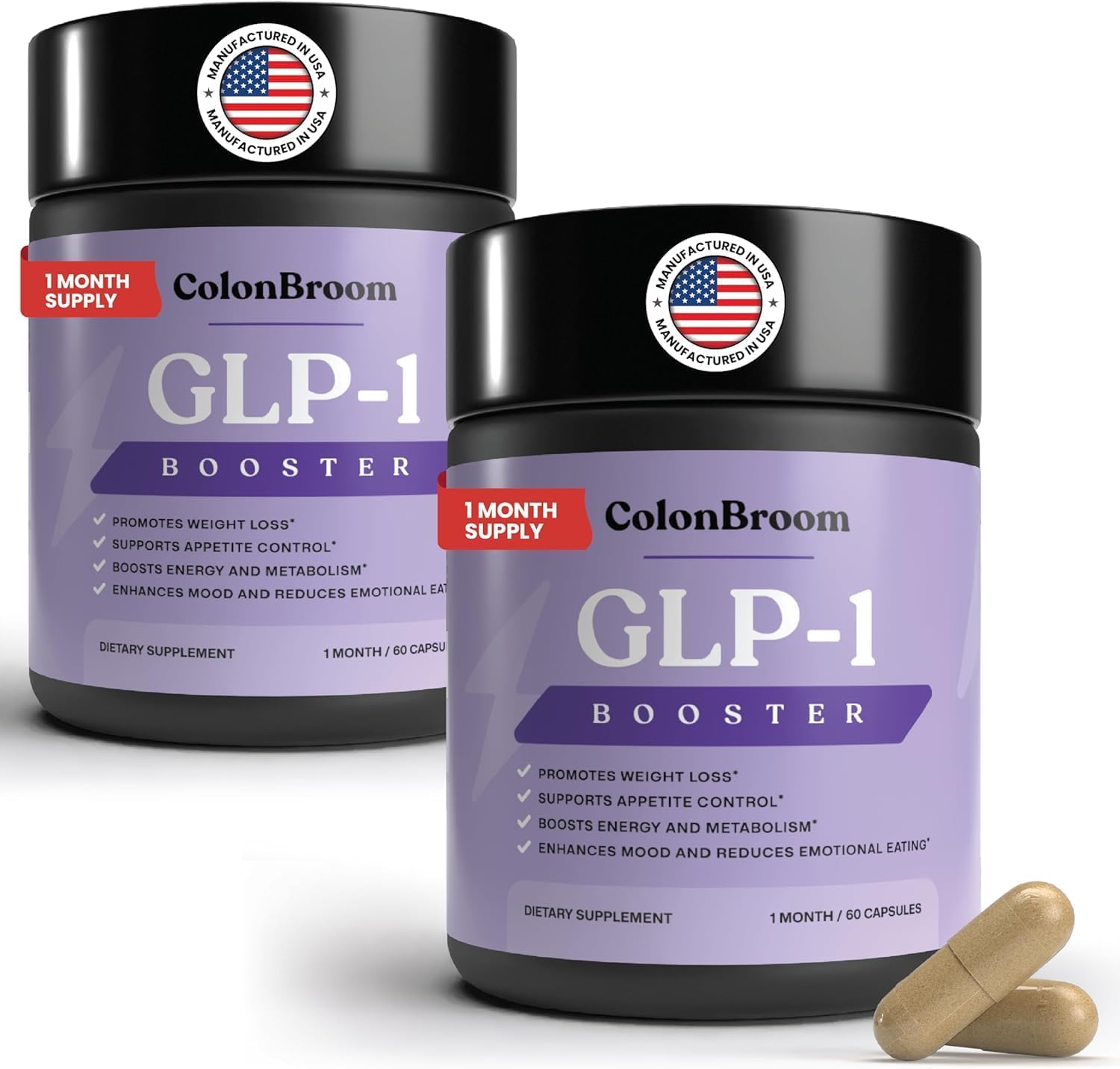 ColonBroom GLP-1 Weight Management Supplement for Women & Men - GLP1 Supports Gut Health, Metabolic Wellness & Appetite Regulation - Vegan, Gluten-Free Diet Fiber Capsules | 120 Count (New Formula)