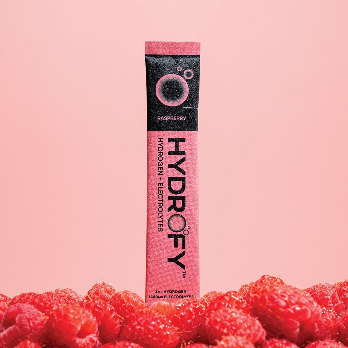 Hydrofy Hydrogen Water + Electrolytes Drink Mix | H2 Hydration Packets with Molecular Hydrogen, Sodium, Potassium, Magnesium, Calcium, and Minerals | No Sugar | Raspberry 25 Ct