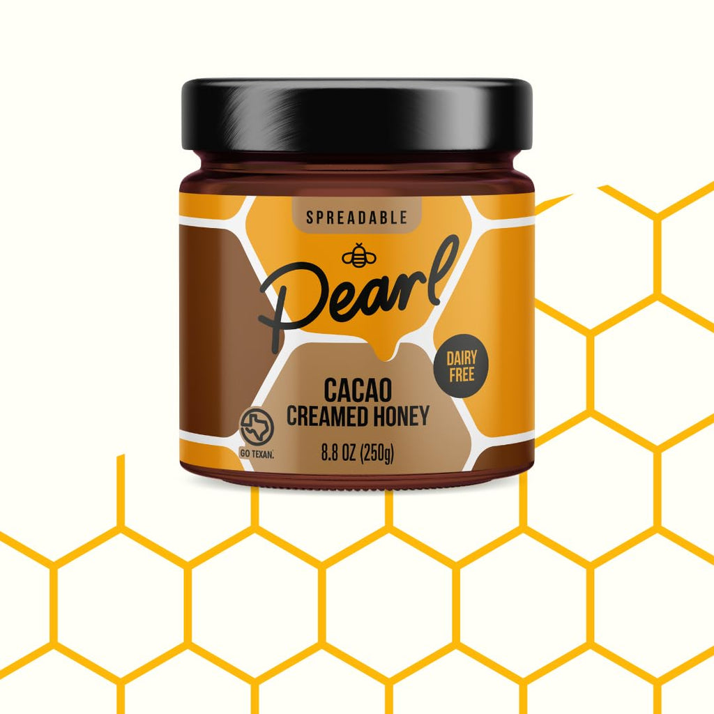 Pearl Honey Spreads - Organic Cacao Chocolate Flavored Creamed Raw Honey - Chemical Free, Soy Free & 100% Natural Raw Honey | 8.8oz Jar
