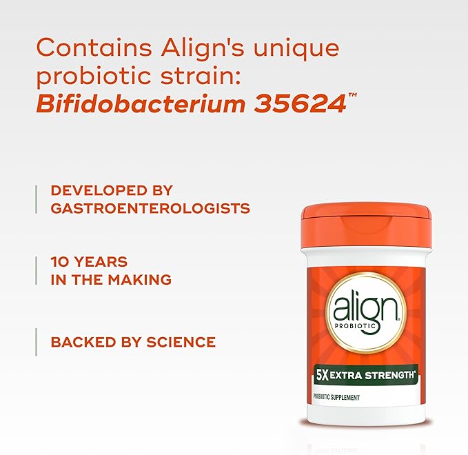 Align Probiotic Extra Strength, Probiotics for Women and Men, #1 Doctor Recommended Brand‡, 5X More Good Bacteria^ to Help Support a Healthy Digestive System*, 21 Capsules (Packaging May Vary)