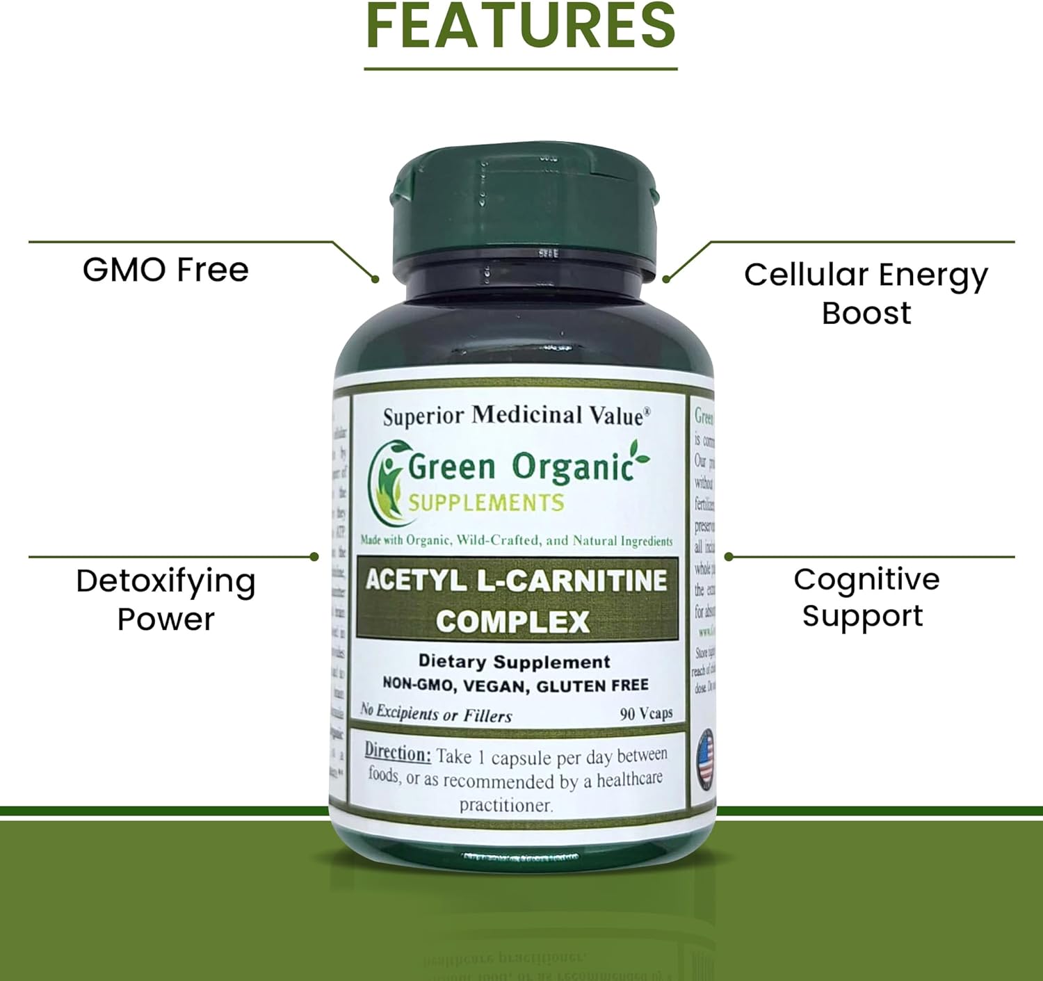 Acetyl L-Carnitine, Carnitine, ALC, 90 VCaps, High Absorbable, Non-GMO, Gluten-Free (Single)