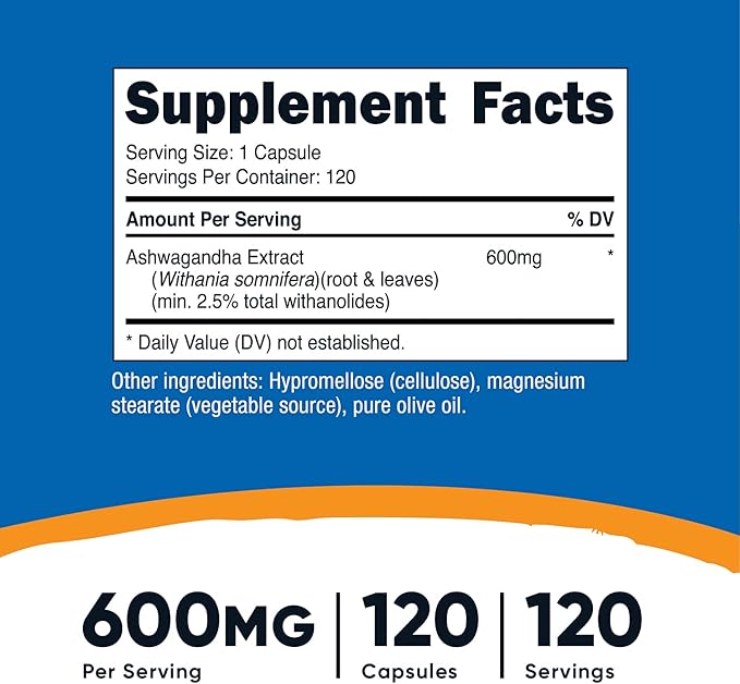 Nutricost Ashwagandha Herbal Supplement 600mg, 120 Capsules - Ashwagandha Root (2 Bottles)