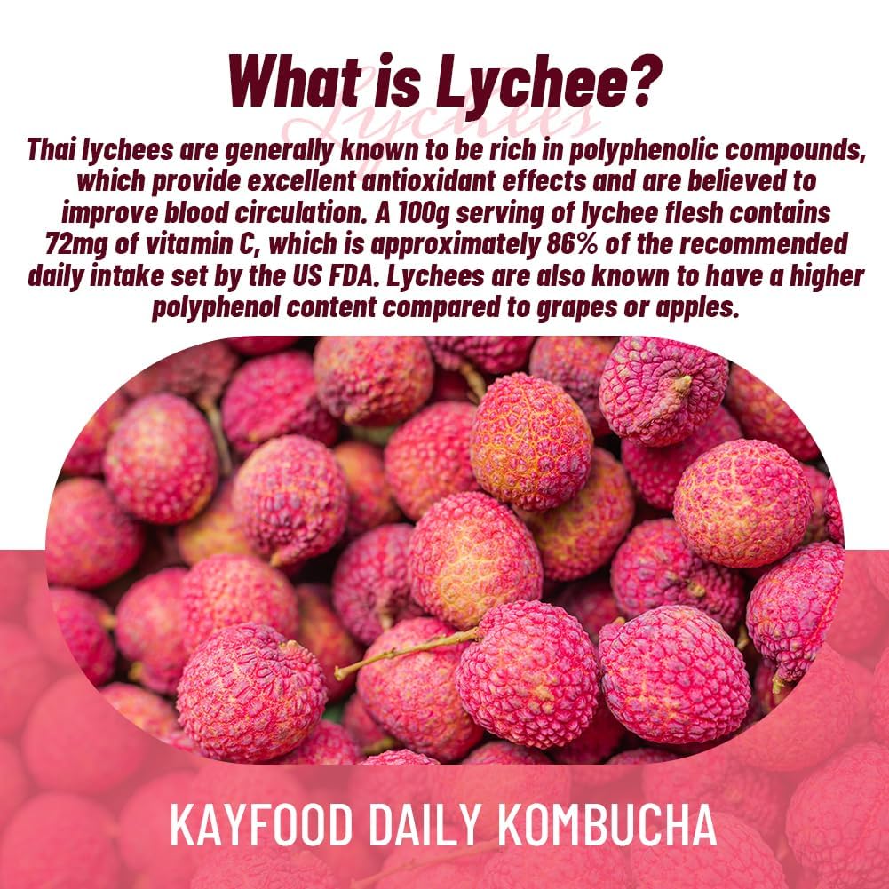 KAYFOOD-Kombucha-Lychee-Garden-Daily Zero Sugar, Diet, Gut Healthy Sparkling Beverage, Fermented Korean Drinks for Iced Tea Hot Tea, Workout T (20ST)