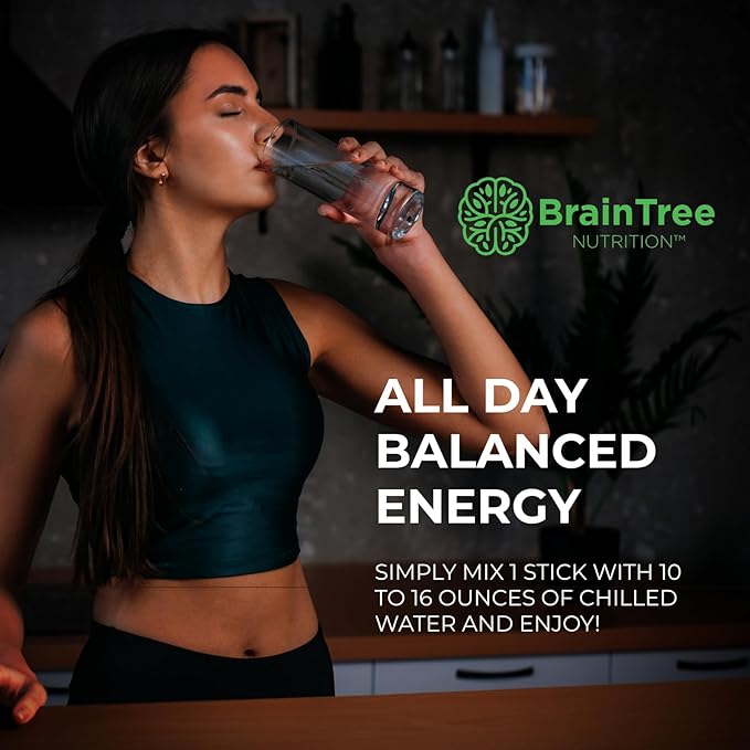 BrainTree Nutrition - Focus + Hydration - Electrolyte Drink Mix - Total Body Hydration - Supports Cognitive Function, Energy & Muscle Recovery - Sugar Free - Refreshing - 30 Stick Packs