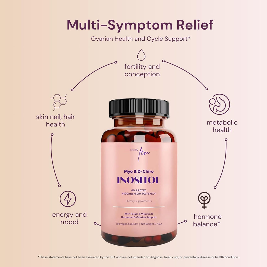 QSTA Myo-Inositol & D-Chiro Inositol Supplement for Women 4100mg (40:1 Ratio) – 9-in-1 Hormonal & Metabolic Support with Folate, Vitamin B6, B12, D3, Zinc & Chromium