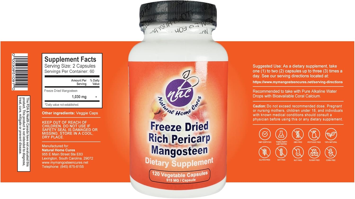 Mangosteen Pericarp Capsules, Freeze Dried, Whole Food, High ORAC, 56+ Potent Mangosteen Xanthones (120 Veggie Capsules) (4)