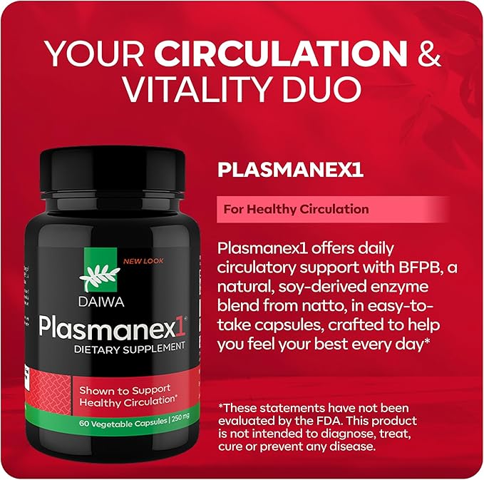 Daiwa Plasmanex 1 + Daiwa Krill Oil Inflammation Support Bundle – Circulation Supplement + Omega 3 Krill Oil Capsules