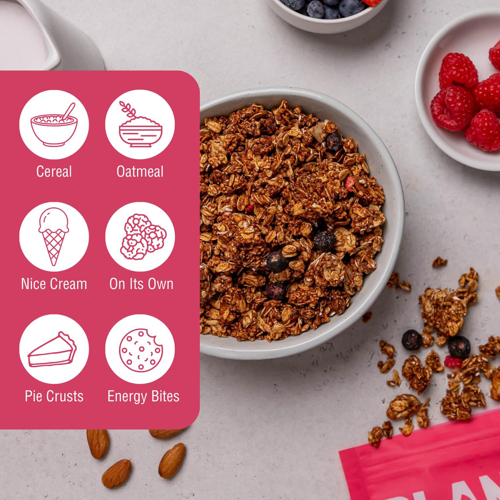 PLANTSTRONG Crispy Mixed Berry Crumble Granola Snack Mix - Whole Grain, Naturally Sweetened With Fruit, Plant Based, Oil Free - Pack of 4 x 9oz Bags