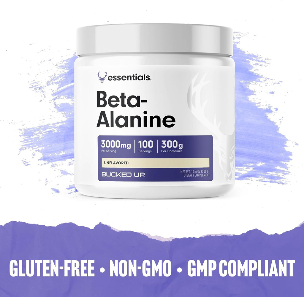 Bucked Up Beta Alanine 300mg Powder, Non-GMO, Gluten-Free, Unflavored (100 Servings)
