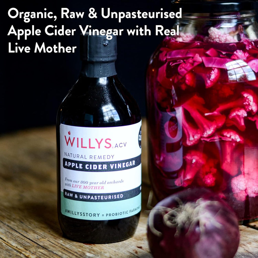 Willy's Organic ACV Apple Cider Vinegar with Mother - Probiotocs for Detox and Gut Health