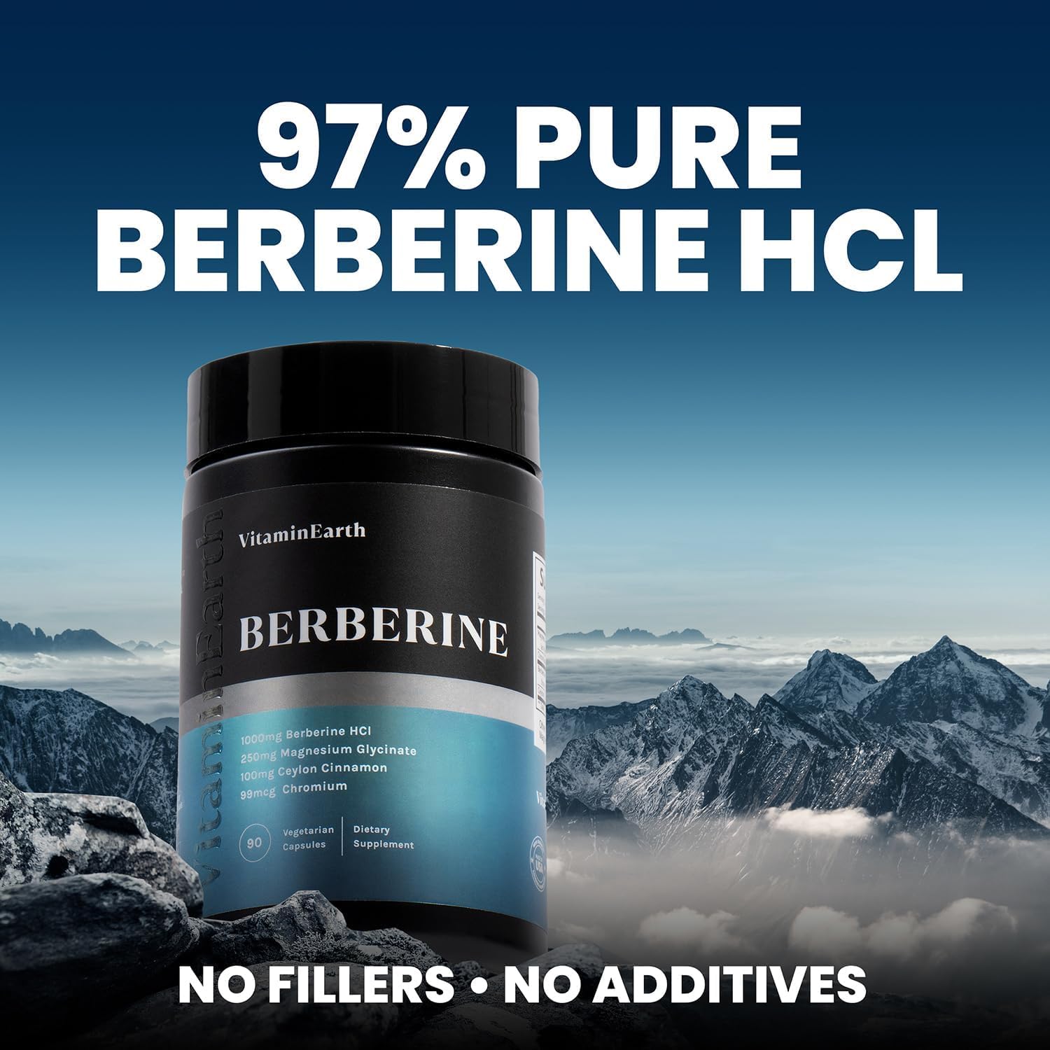 Berberine Complex – 1000mg Berberine HCl with Magnesium, Ceylon Cinnamon & Chromium – Metabolic Wellness Support – Vegan, Non-GMO, 90 Capsules