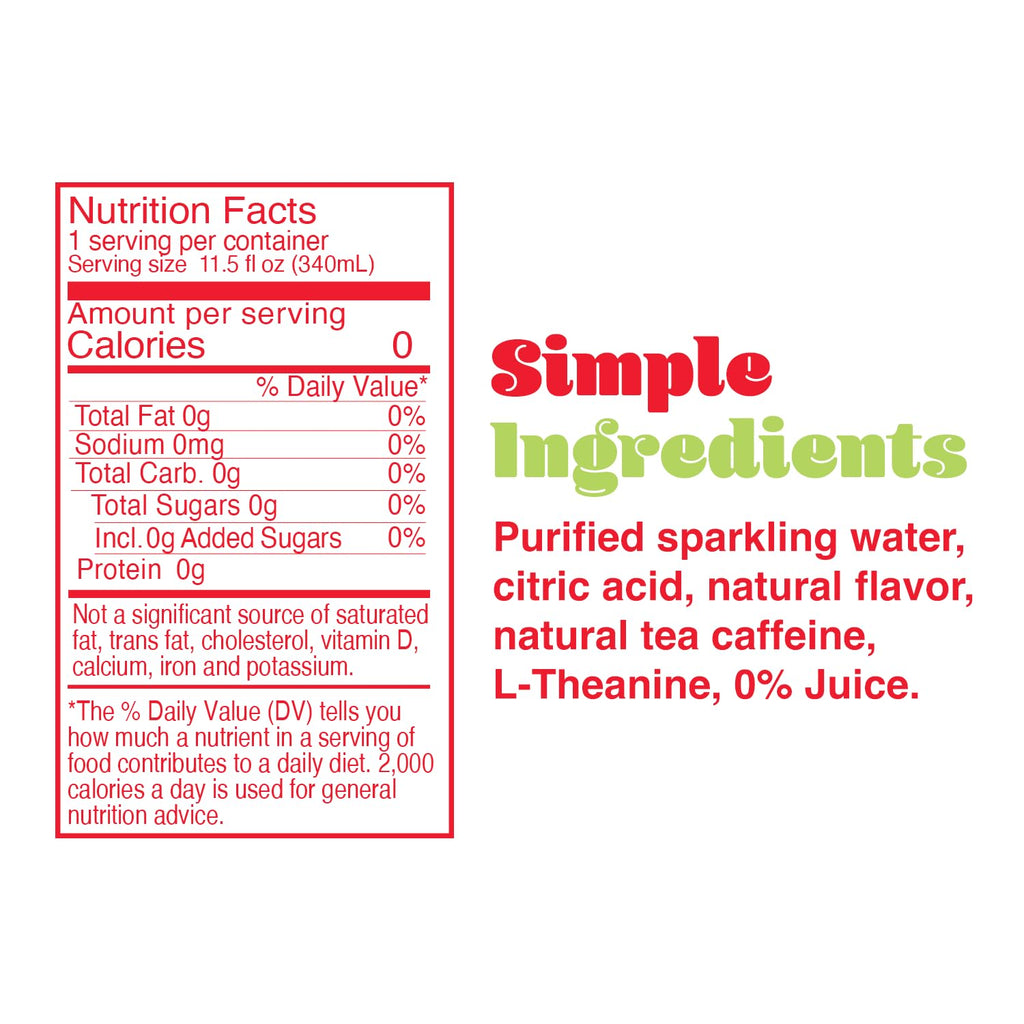 PHOCUS Caffeinated Sparkling Water, Strawberry Kiwi, 75mg Natural Caffeine Plus L-Theanine, Zero Sugar, Zero Calories, No Artificial Sweeteners, 11.5 fl oz Cans (Pack of 12)