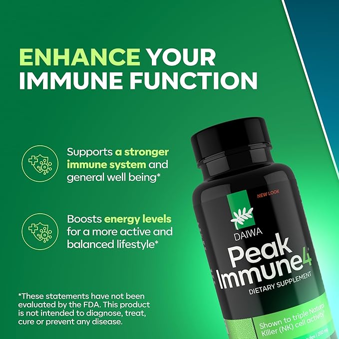 Daiwa PeakImmune4 + Daiwa Krill Oil Daily Wellness Support Bundle – Immune System Booster + Omega 3 Krill Oil Capsules