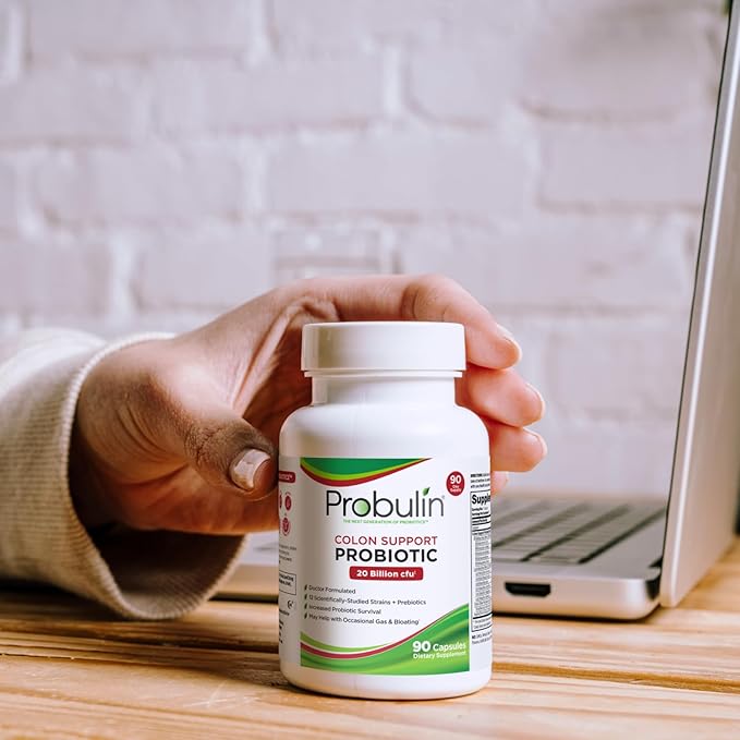 Probulin Colon Support Probiotic Supplement, Daily Gut, Digestive, and Immune Health Probiotics Capsules for Men and Women, 20 Billion CFU, Vegan, 90 Count Bottle