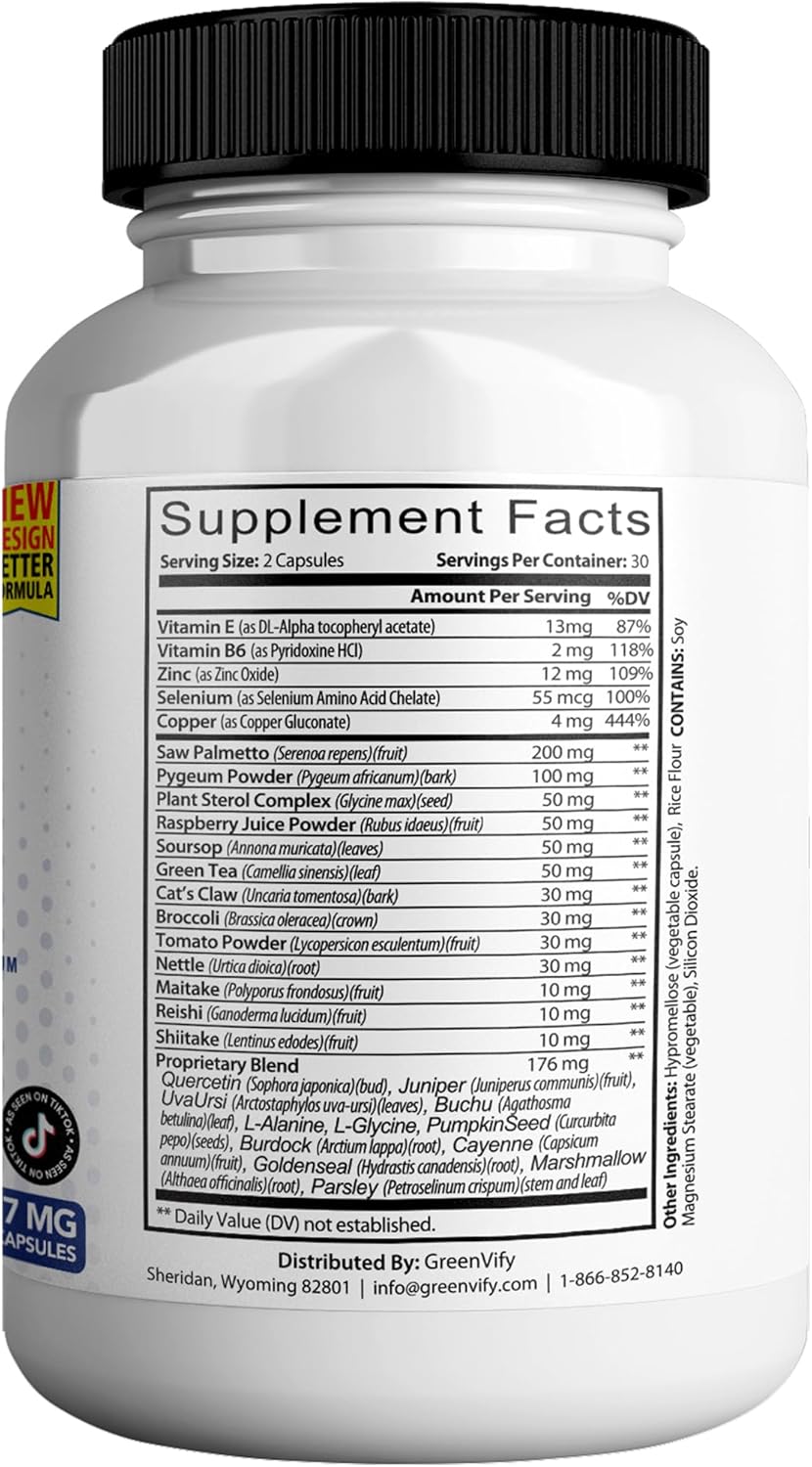 Pure Prostate Formula Saw Palmetto & More Complex 857 mg Prostate Supplements for Men Capsules, Health Supplements - Maximum Strength, All Natural to Support Normal & Healthy Function (5)