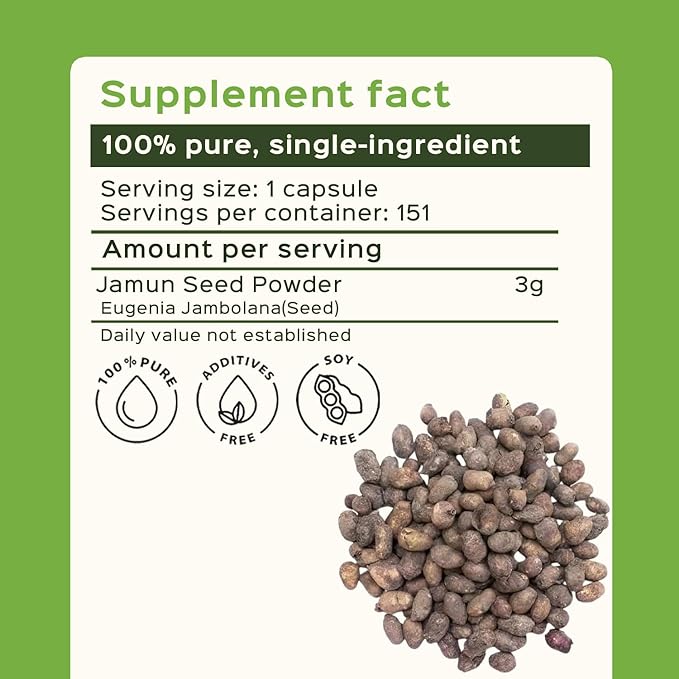 bixa BOTANICAL Jamun Seed Powder | Supports Blood Sugar and Pancreatic Health | Eugenia Jambolana |1 Pound / 16 OZ | Ayurvedic Herbal Supplement| Gluten Free, Non-GMO, Steam Treated, Vegan, 100% Pure