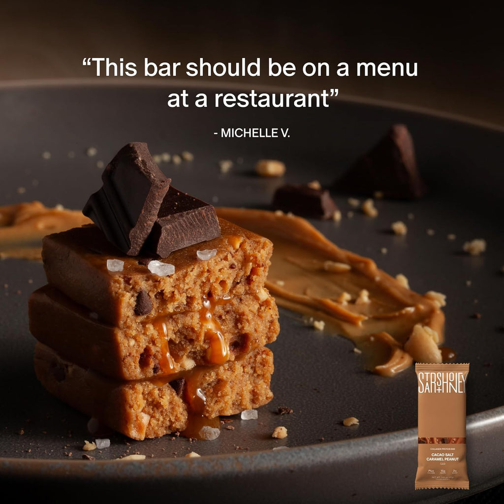 Stars + Honey Protein Bars- Cacao Salt Caramel Peanut,15g Protein, 2g Sugar, w/ Collagen Keto Friendly Snack - Gluten, Dairy, & Soy Free - High-Protein Snacks for Energy & Recovery-10 pack