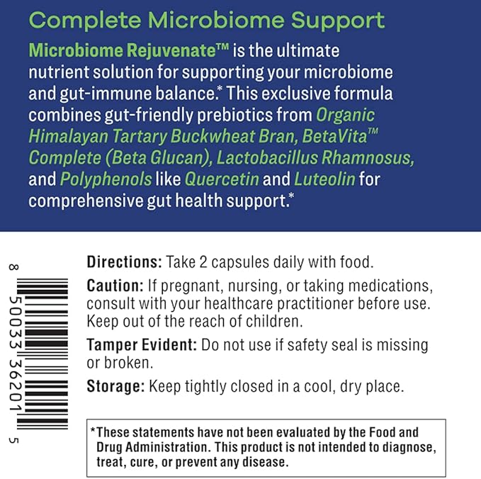 BIG BOLD HEALTH Microbiome Rejuvenate Prebiotic + Probiotic Supplement for Gut Health & Immune System Support - with Immune-Active Himalayan Tartary Buckwheat - Gluten-Free (60 Count (Pack of 1))