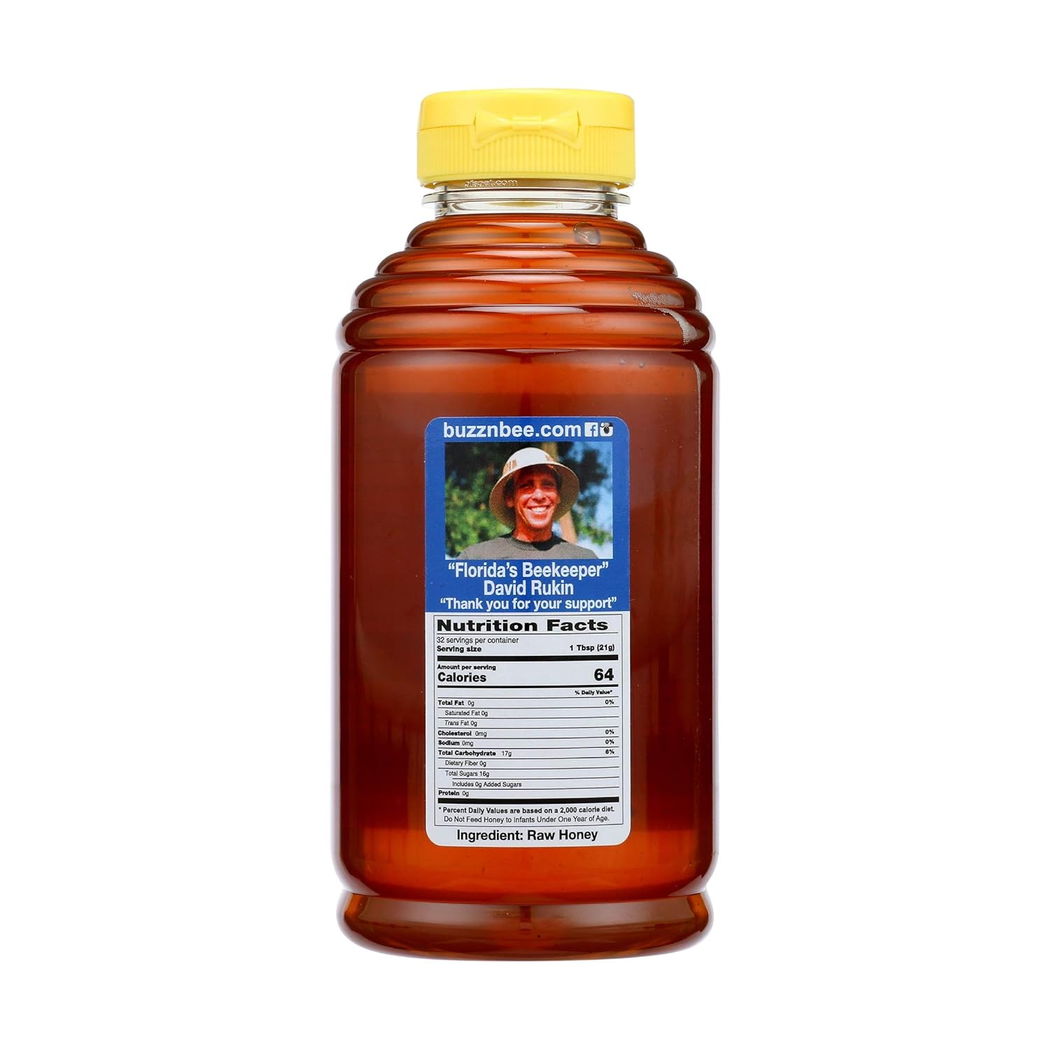 Buzzn Bee Raw Florida Honey - Unpasteurized and Unfiltered (Orange Blossom, 1.5 Pound)