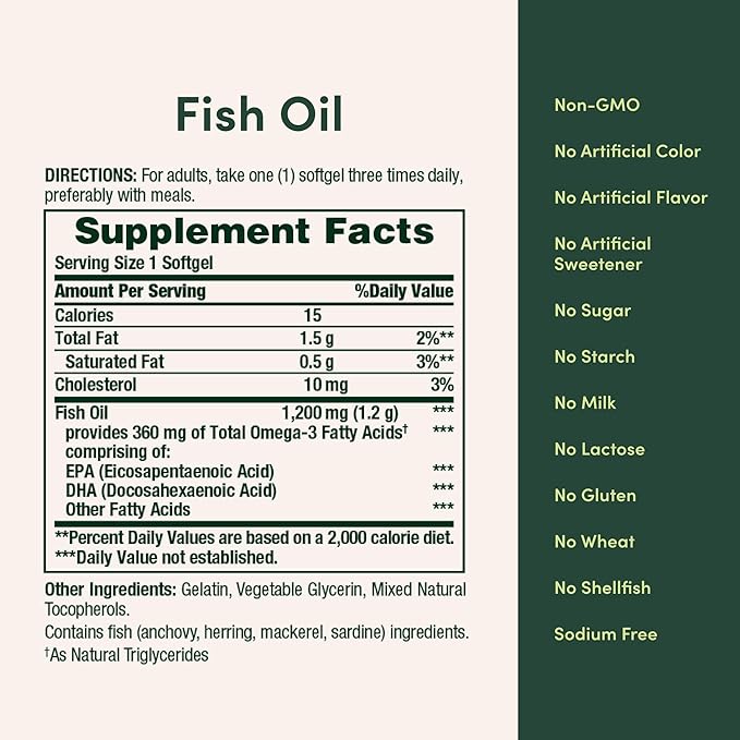 Nature's Bounty Fish Oil Omega 3 Supplements - Supports Heart Health, 1200 Mg Fish Oil, Omega-3, 200 Softgels (Pack of 3)