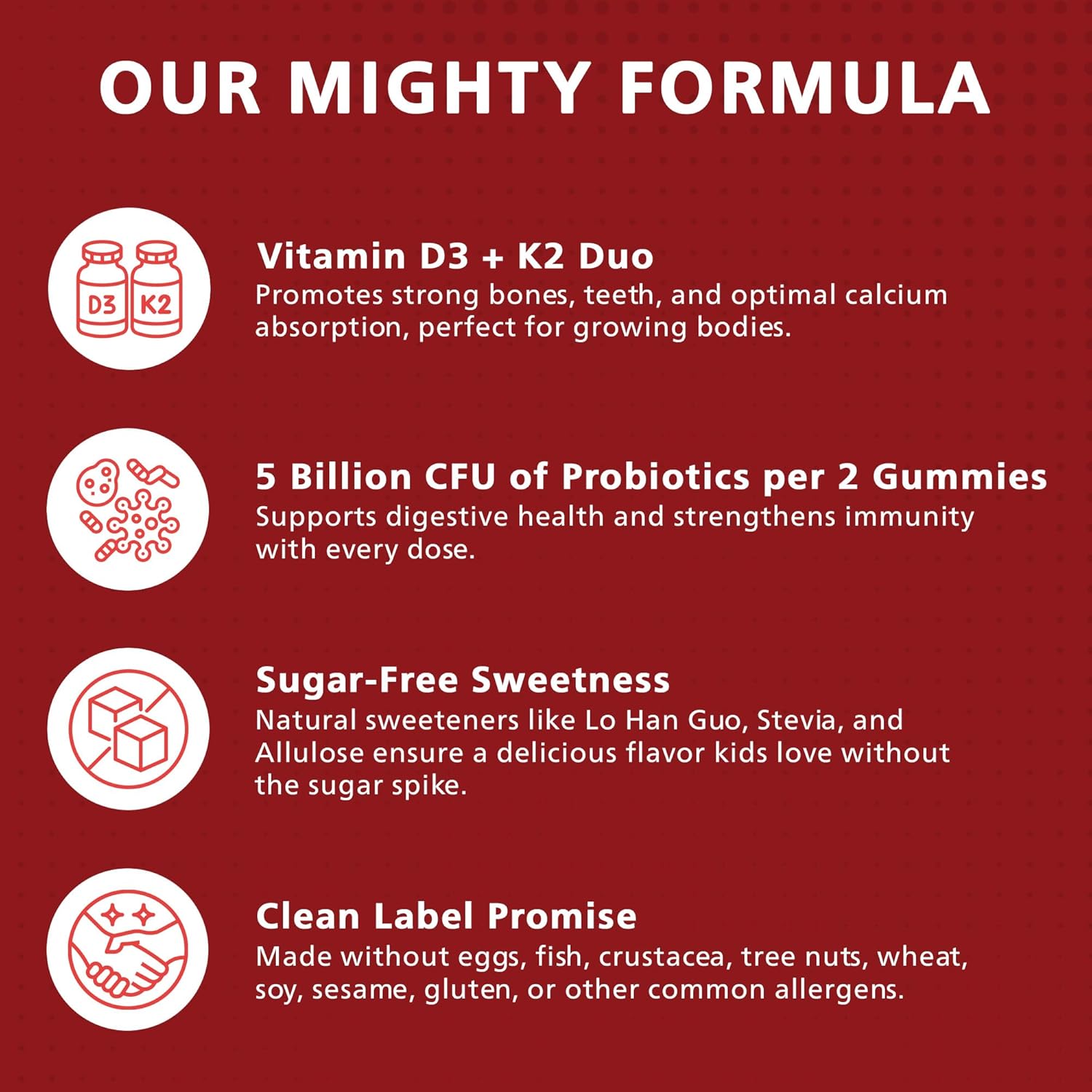 KEN Vitamin D3 K2 with Probiotic for Kids, Sugar-Free Gummies for Calcium Absorption, Bone Support, 5 Billion CFU Probiotics for Gut Balance and Immune Function, Non-GMO 120 Strawberry Flavor Gummies