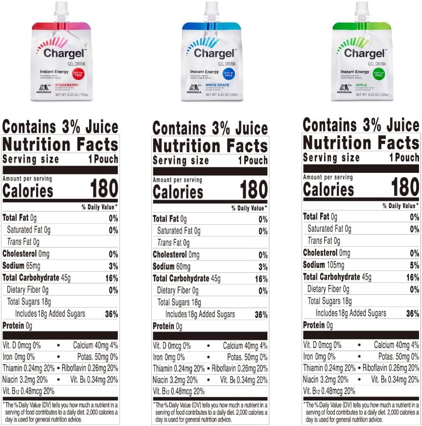 Variety Value, Caffeine-Free Instant Energy Gel Running, Biking, Workout, Hiking Essentials for Women & Men, Gifts for Runners - Carbs Vitamins, Gluten Free - Pack of 18 Gels - 6.35oz Each
