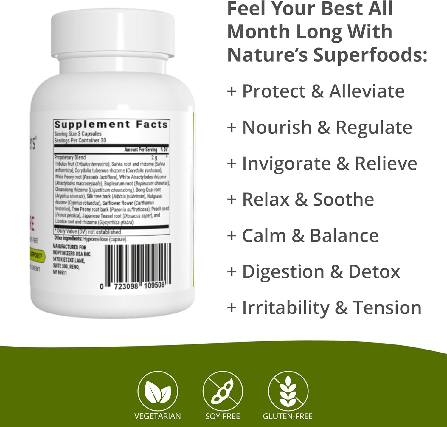 BIOptimizers - Cycle Support - Period Support Supplement for Women - Bloating and Cramping Menstrual Relief - 90 Capsules