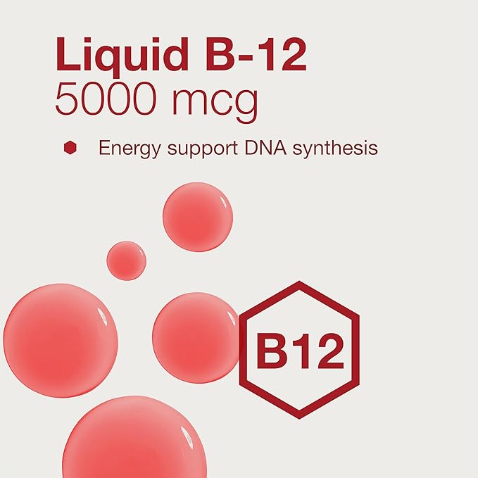 PROTOCOL FOR LIFE BALANCE Liquid B-12 5,000mcg - Nervous System Support - with B Vitamins - Dairy Free & Vegan Vitamin B Liquid - 4 fl oz