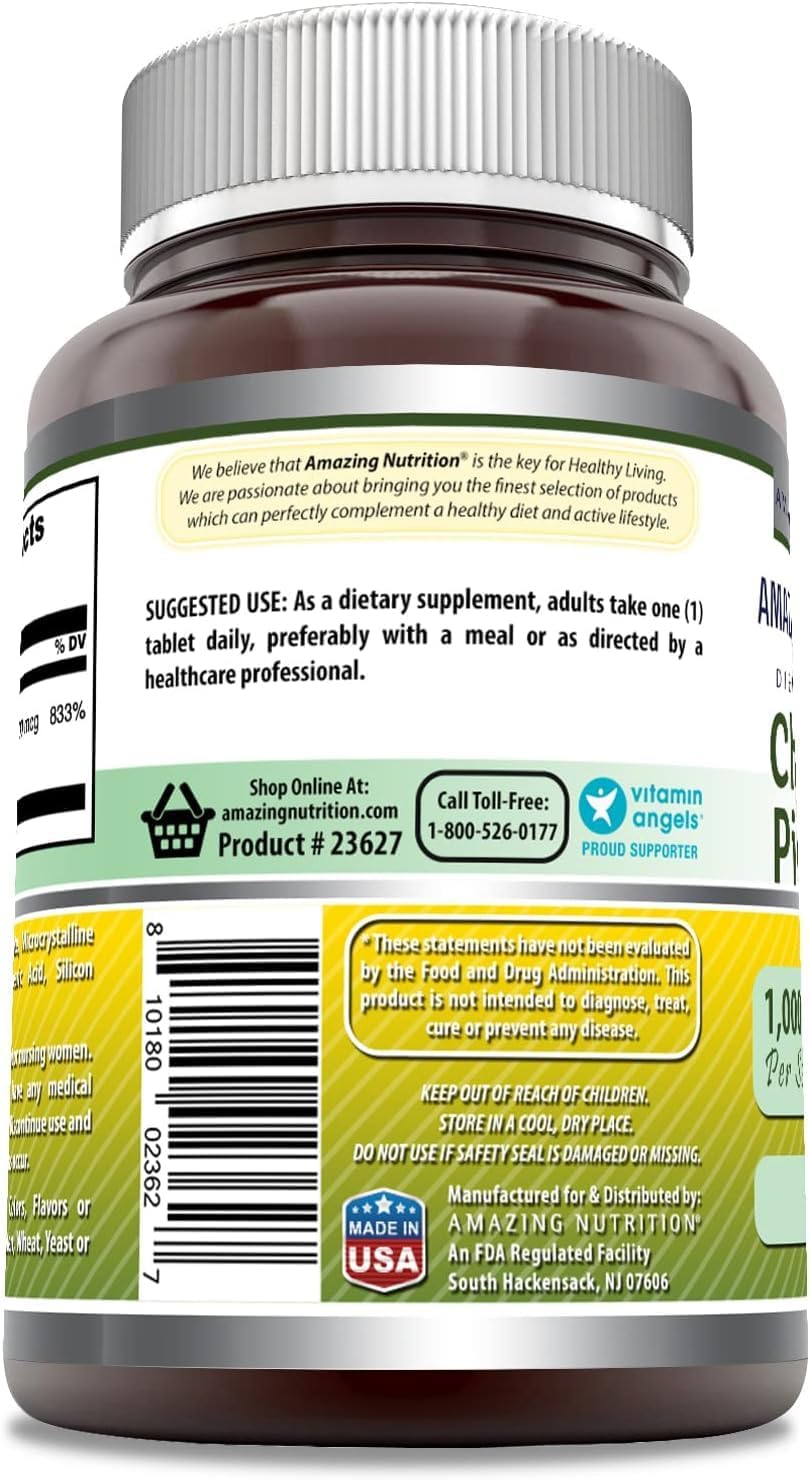 Amazing Formulas Chromium Picolinate | 1000 Mcg Tablets Supplement | Non-GMO | Gluten Free | Made in USA (2 Pack, 120 Count)