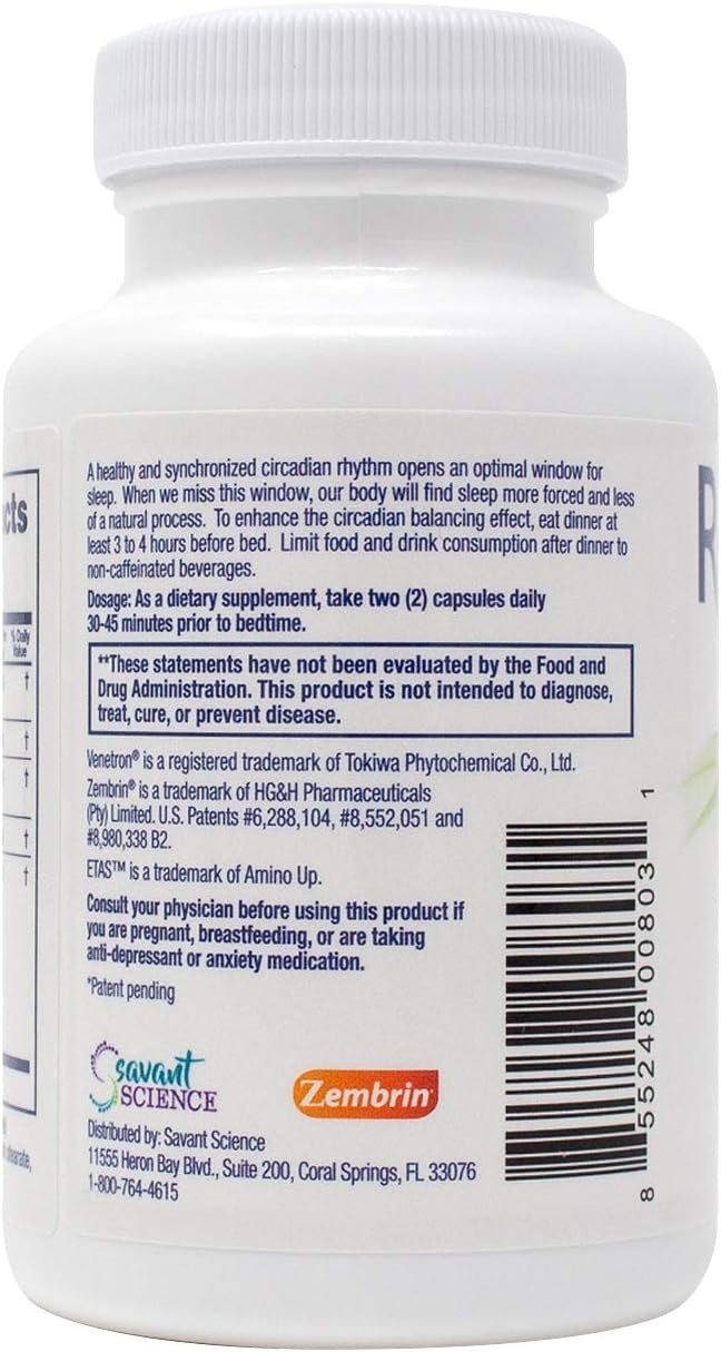 RestoreZ Deep Asleep (60 Capsules) Natural Sleep Supplement - Combat Nighttime Disruptions and Restore Your Sleep - Non-Habit Forming Sleep Aid