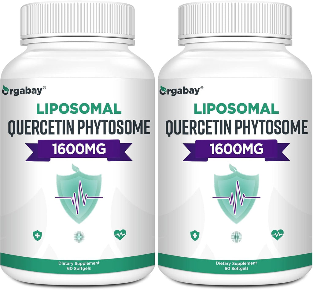 Orgabay Liposomal Quercetin Phytosome 1600 mg,Bromelain 200mg,Zinc 30mg,Vitamin C Turmeric 40 mg,Highest Absorption,Quercetin Complex, 120 Softgels