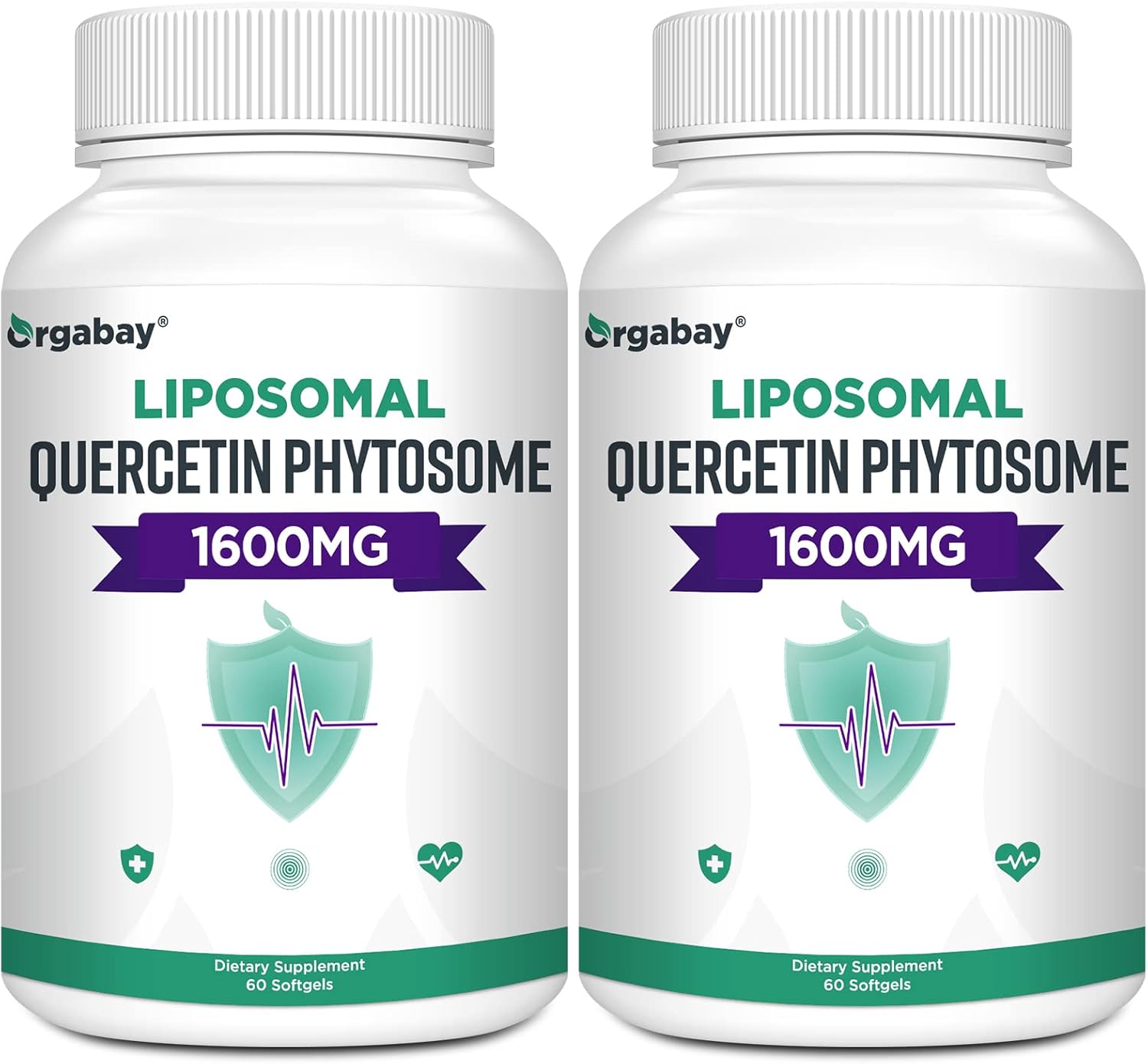 Orgabay Liposomal Quercetin Phytosome 1600 mg,Bromelain 200mg,Zinc 30mg,Vitamin C Turmeric 40 mg,Highest Absorption,Quercetin Complex, 120 Softgels