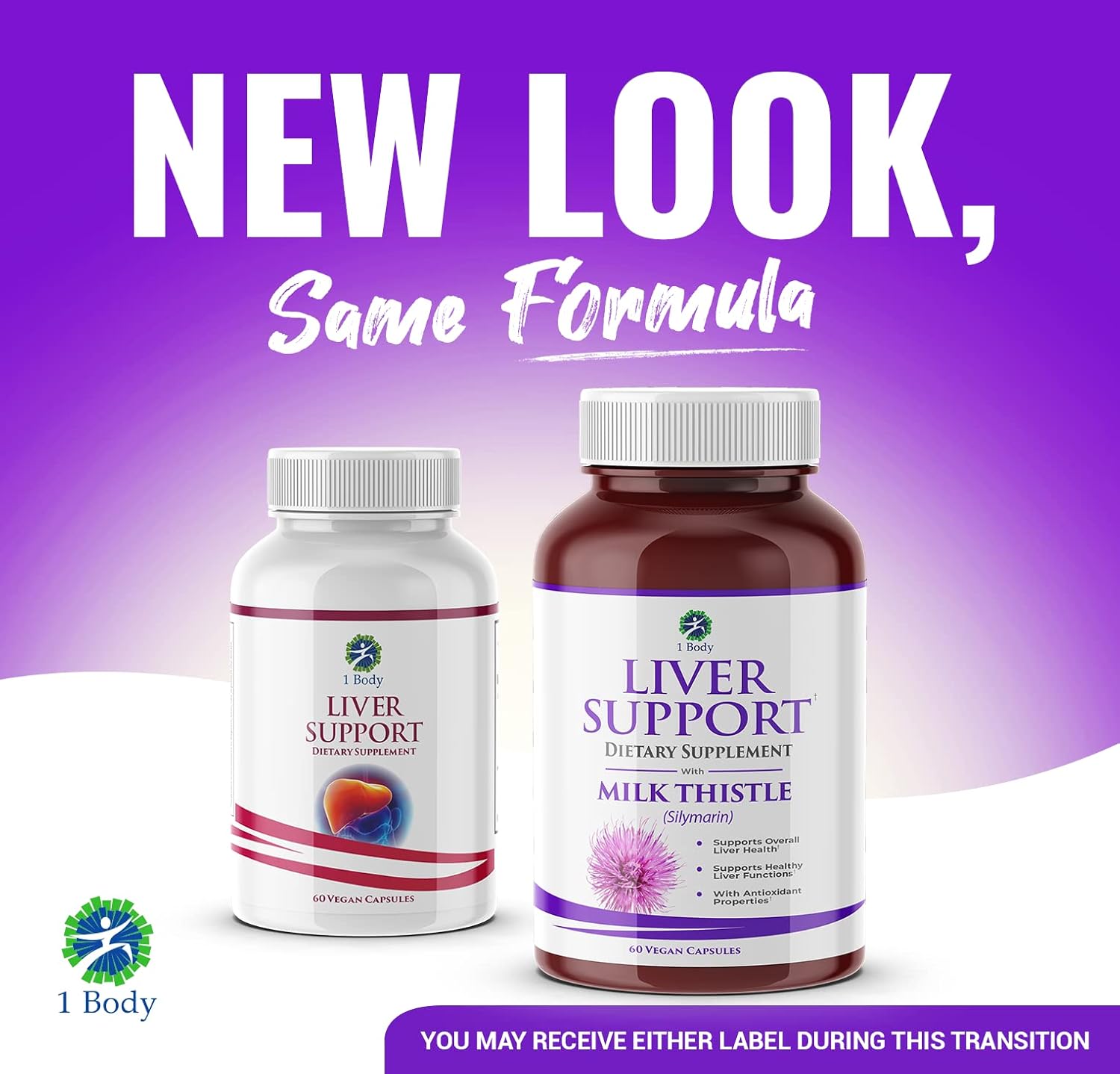 1 Body Liver Support Triple Pack - 180 Capsules - Milk Thistle and Dandelion Root
